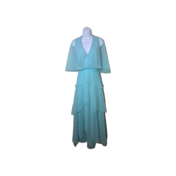 Felix Arbeo Dresses & Skirts - Vtg Felix Arbeo Aventura 1970s Green Chiffon Cape Goddess Evening Gown Dress S